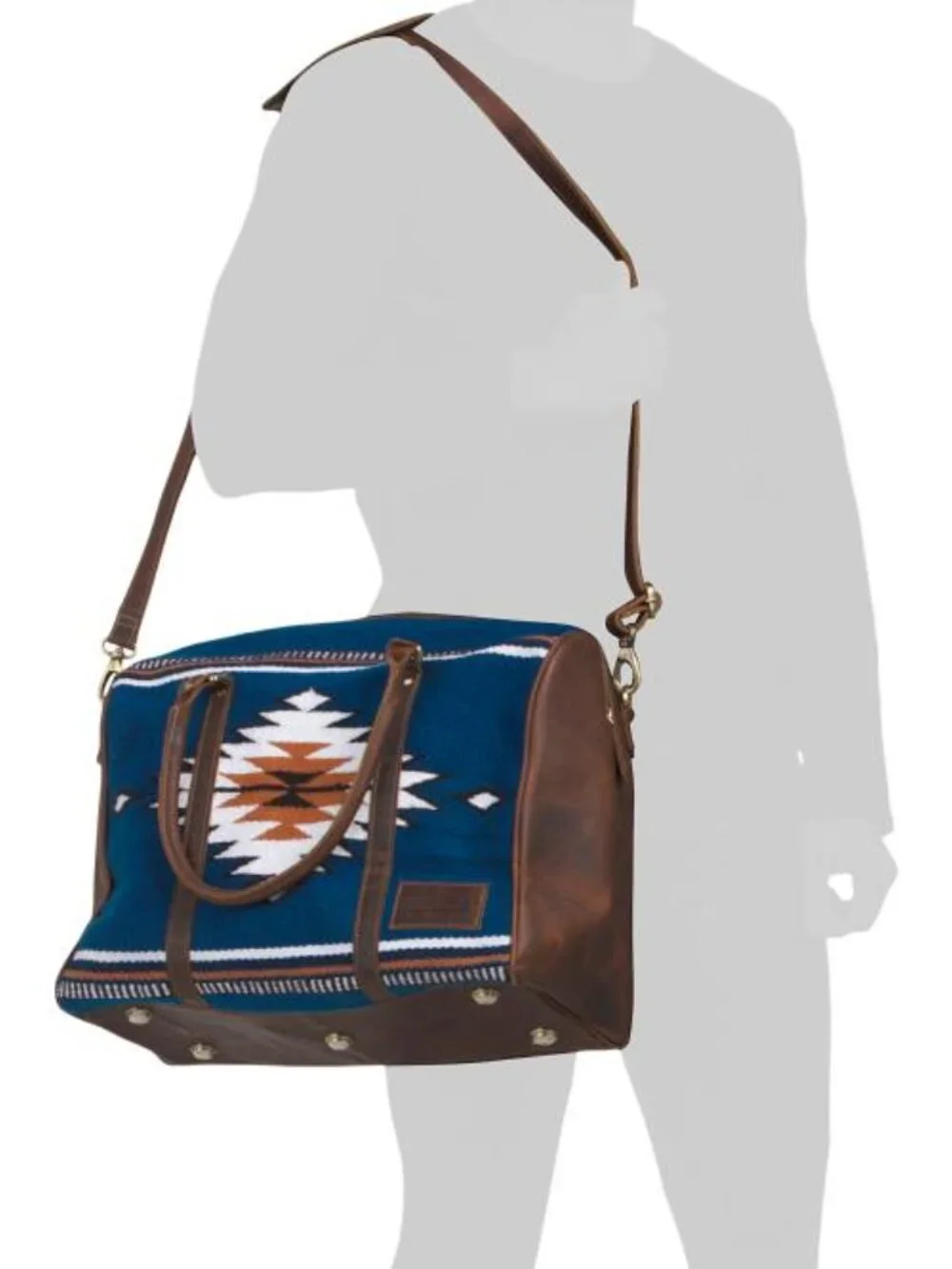AMERICAN BISON Leather Unisex Aztec Front Zip Top Duffle